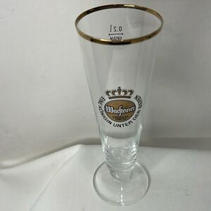Warsteiner Beer Bier Glass 8 Ounces Gold Black Logo Premium German Deutschland